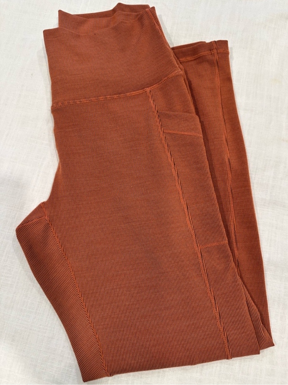 Prana Ribbed Leggings Brown High Waist Yoga Pants Size M